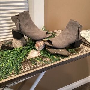 Justice Gray Peep-Toe Heeled Boots
